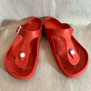 BIRKENSTOCK Sz 6 Gizeh Red EVA Rubber Toe Post Slip On Slides Sandals